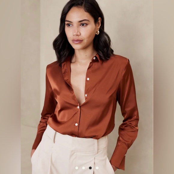 - NWT Banana Republic Classic silk like Shirt - Picture 3 of 6